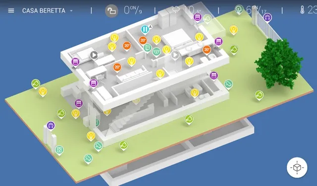 Interfaccia 3D per l'app domotica Comelit